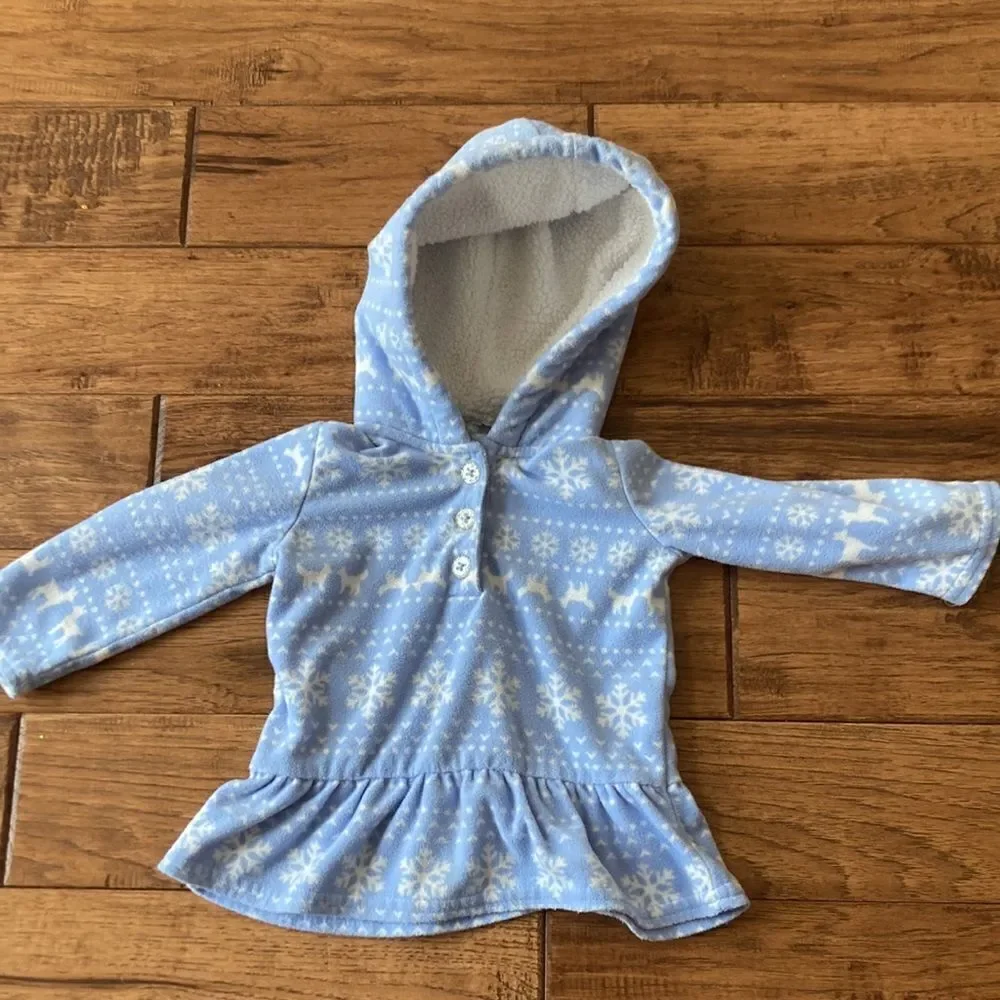 𝅺CARTER'S Snowflake Reindeer Cozy Soft Pullover Sweatshirt Size 12 Months